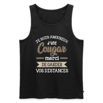 Cadeau Saint Valentin Homme Humour Femme Cougar - Débardeur bio Premium Homme - noir - Devant - Michal (187cm)