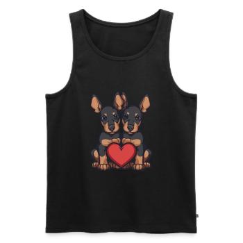 Doberman Chien Couple Amour Couple Amoureux - Débardeur bio Premium Homme - noir - Devant - Michal (187cm)