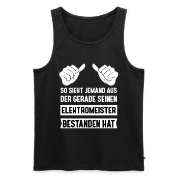 Stolzer Elektromeister - Prüfung Bestanden - Männer Premium Bio Tank Top - Schwarz - Vorne - Michal (187cm)