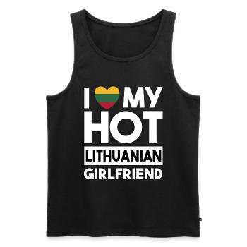 J’aime ma petite amie lituanienne chaude - Débardeur bio Premium Homme - noir - Devant - AI Model Male 178 light (178cm)