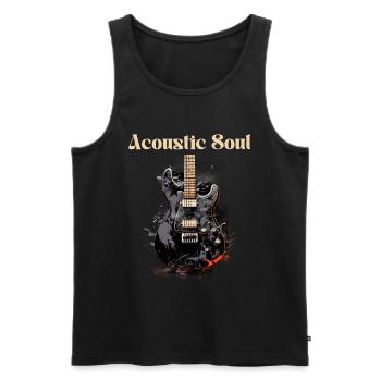 Acoustic Soul Funny Quote Professeur de guitare - Débardeur bio Premium Homme - noir - Devant - AI Model Male 178 light (178cm)