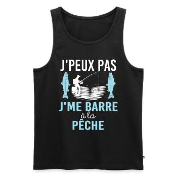 Pêcheur Humour Je Peux Pas Je Me Barre A La Pêche - Débardeur bio Premium Homme - noir - Devant - Michal (187cm)