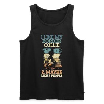 Adorable design Border Collie pour - Débardeur bio Premium Homme - noir - Devant - AI Model Male 178 light (178cm)