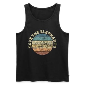 Elefant Spirituelles Tier in Retro Vintage Optik - Männer Premium Bio Tank Top - Schwarz - Vorne - Michal (187cm)