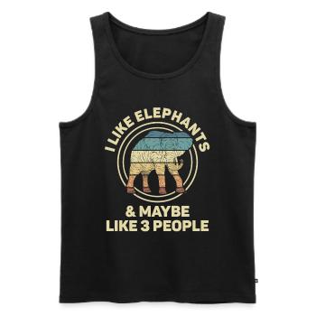 Éléphant Animal amour Design Vintage - Débardeur bio Premium Homme - noir - Devant - Michal (187cm)