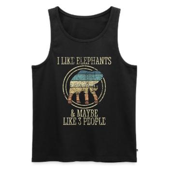 Éléphant Animal amour Design Vintage - Débardeur bio Premium Homme - noir - Devant - Michal (187cm)
