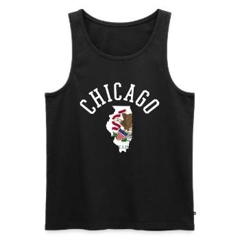 Chicago États-Unis Drapeau Patriot Pride État d’origine - Débardeur bio Premium Homme - noir - Devant - Michal (187cm)
