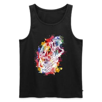 Watercolor design for jazz saxophone enthusiasts - Men's Premium Organic Tank Top - black - Front - Michal (187cm)