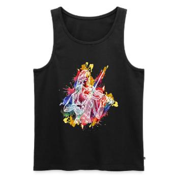 Watercolor Violin Quote Design for - Men's Premium Organic Tank Top - black - Front - AI Model Male 178 light (178cm)