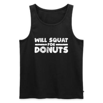 Witzige Inspiration für Donut-Kniebeugen im - Männer Premium Bio Tank Top - Schwarz - Vorne - Michal (187cm)