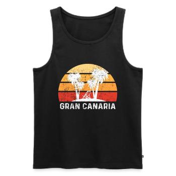 Gran Canaria Paradise Palm Trees Sunny Getaway - Men's Premium Organic Tank Top - black - Front - AI Model Male 178 light (178cm)