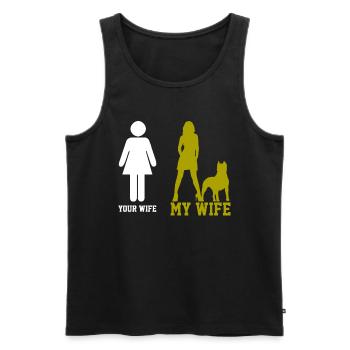 D’une femme pitbull élégante et artistique - Débardeur bio Premium Homme - noir - Devant - AI Model Male 178 light (178cm)