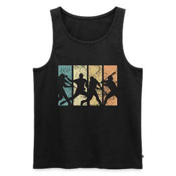 Baseball Retro Evolution Cool Baseball Funny - Männer Premium Bio Tank Top - Schwarz - Vorne - AI Model Male 178 light (178cm)