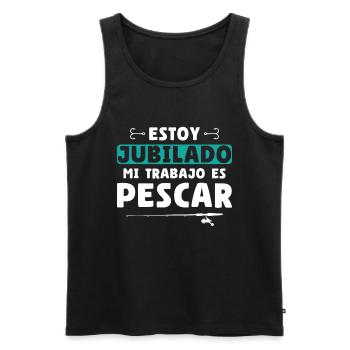 Ich bin im Ruhestand, mein Job ist es zu fischen - Männer Premium Bio Tank Top - Schwarz - Vorne - Michal (187cm)