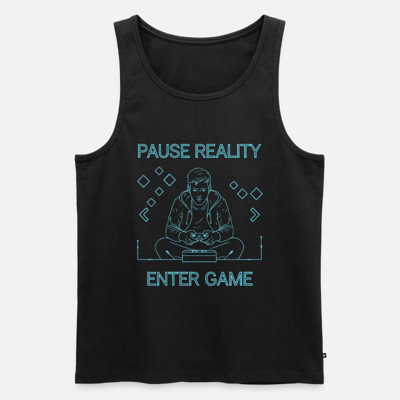 Pause Reality - Enter Game - Männer Premium Bio Tank Top - Schwarz