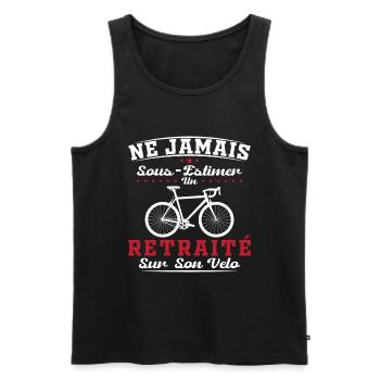 Un Retraité Sur Son Vélo Humour Retraite Cycliste - Débardeur bio Premium Homme - noir - Devant - Michal (187cm)