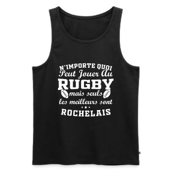 Rugby La Rochelle supporter rochelais club rugby - Débardeur bio Premium Homme - noir - Devant - Michal (187cm)