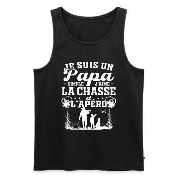 Je suis un papa simple j'aime la chasse et l'apéro - Débardeur bio Premium Homme - noir - Devant - Michal (187cm)