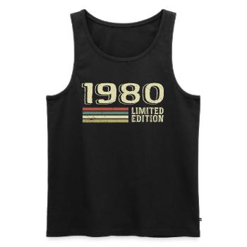 Born in 1980 Birthday 1980 Vintage 1980's - Men's Premium Organic Tank Top - black - Front - Michal (187cm)