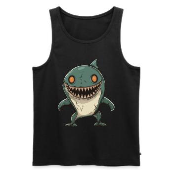 Hai Halloween Lustig Zombie - Männer Premium Bio Tank Top - Schwarz - Vorne - Michal (187cm)