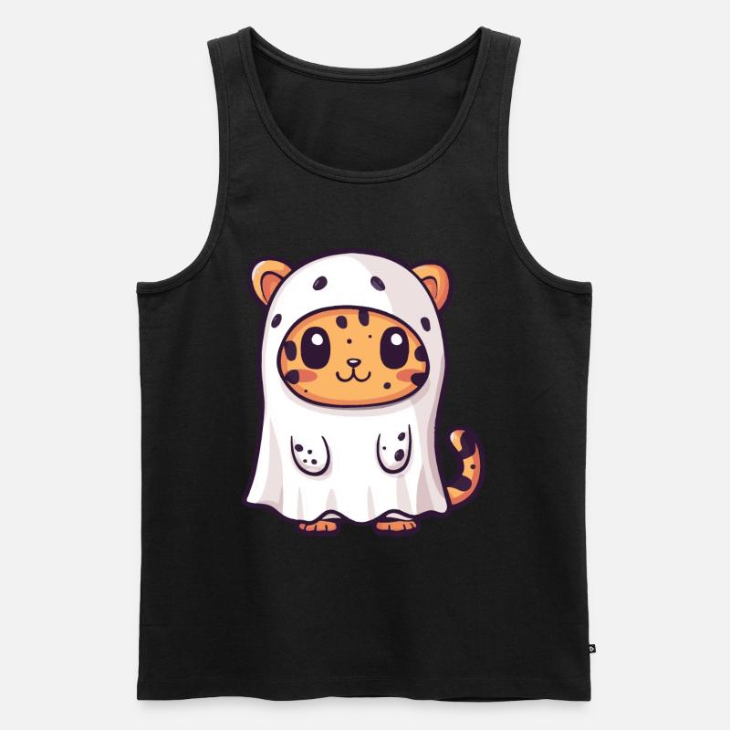 Leopard Halloween Comic Geist - Männer Premium Bio Tank Top - Schwarz