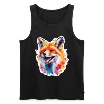 Bunter Fuchs in Aquarell - Männer Premium Bio Tank Top - Schwarz - Vorne - Michal (187cm)