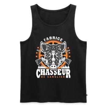 fabrice chasseur de sanglier Humour Chasse - Débardeur bio Premium Homme - noir - Devant - AI Model Male 178 light (178cm)
