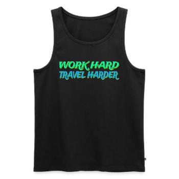 Work Hard Travel Harder Lifestyle Digitale Nomaden - Männer Premium Bio Tank Top - Schwarz - Vorne - AI Model Male 178 light (178cm)