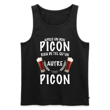 t-shirt apres un bon picon humour bière - Débardeur bio Premium Homme - noir - Devant - Michal (187cm)