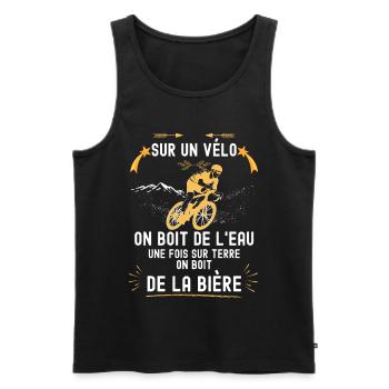 Velo, cycliste eau et bière humour papa, papy - Débardeur bio Premium Homme - noir - Devant - Michal (187cm)