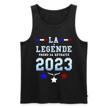Retraite Papy legende en retraite 2023 - Débardeur bio Premium Homme - noir - Devant - Michal (187cm)