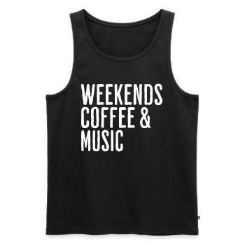 Relaxing Weekend Coffee & Music - Men's Premium Organic Tank Top - black - Front - AI Model Male 178 light (178cm)