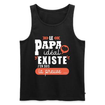 Cadeau papa idéal fête papa T shirt papa - Débardeur bio Premium Homme - noir - Devant - Michal (187cm)