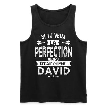 david si tu veux la perfection à vélo cycliste - Débardeur bio Premium Homme - noir - Devant - Michal (187cm)