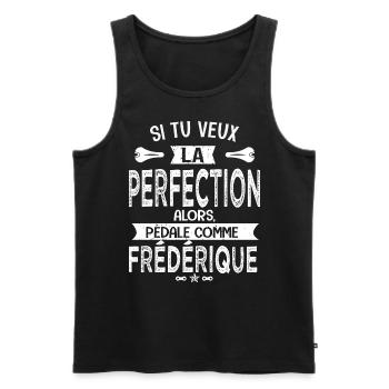 frédérique tu veux la perfection à vélo cycliste - Débardeur bio Premium Homme - noir - Devant - Michal (187cm)