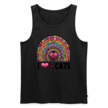 Cats Love Rainbow Paws Cat Mom Pet - Men's Premium Organic Tank Top - black - Front - Michal (187cm)