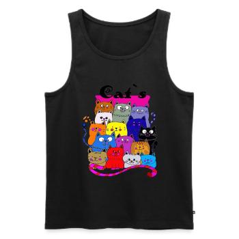 Katzen, Katze, Katzenbande, Mietze Katz, lustig - Männer Premium Bio Tank Top - Schwarz - Vorne - AI Model Male 178 light (178cm)