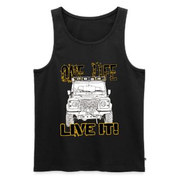 Defender one life live it - Männer Premium Bio Tank Top - Schwarz - Vorne - AI Model Male 178 light (178cm)