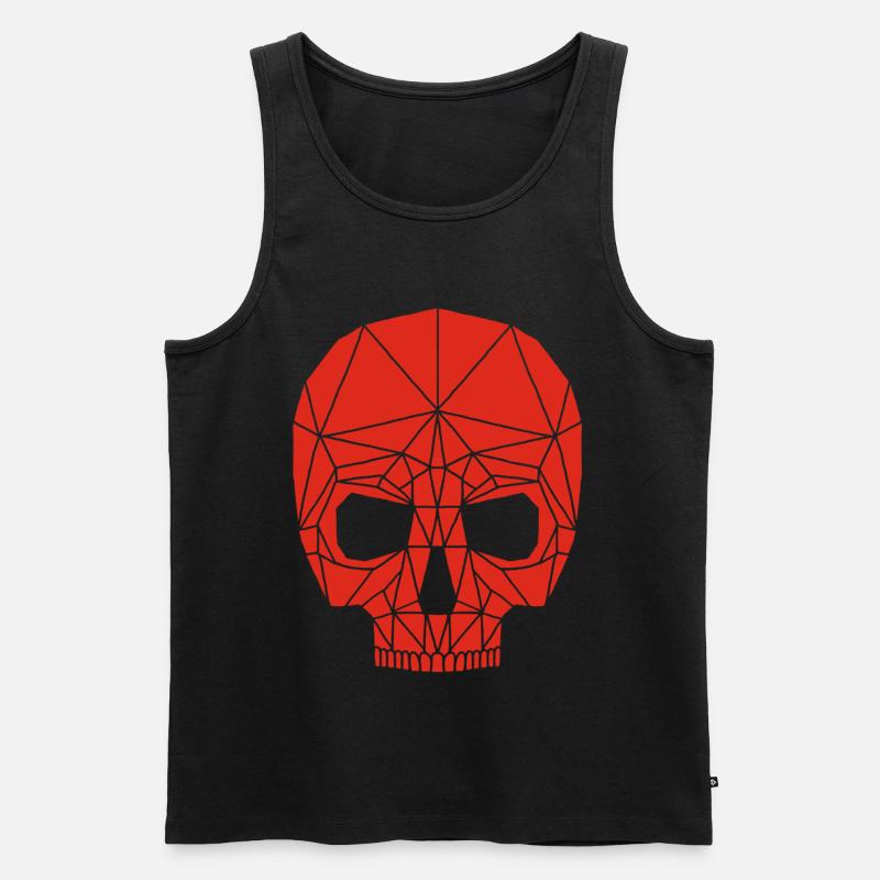 Roter Roboterschädel - Männer Premium Bio Tank Top - Schwarz