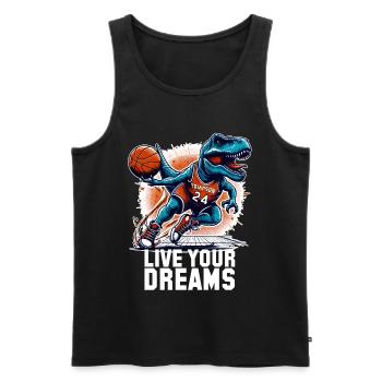 Basketball T-Rex Dinosaurier Träume Geschenk - Männer Premium Bio Tank Top - Schwarz - Vorne - Michal (187cm)