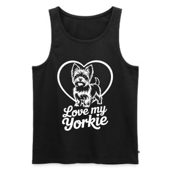 Yorkie Heart Motif - Men's Premium Organic Tank Top - black - Front - AI Model Male 178 light (178cm)