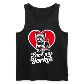 Yorkie Love Heart Design - Débardeur bio Premium Homme - noir - Devant - Michal (187cm)