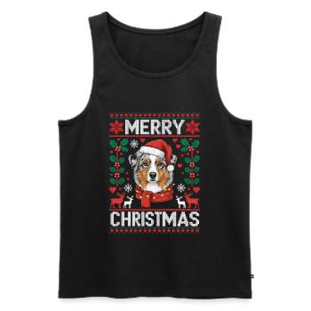 Berger Australien Noël Noël - Débardeur bio Premium Homme - noir - Devant - Michal (187cm)