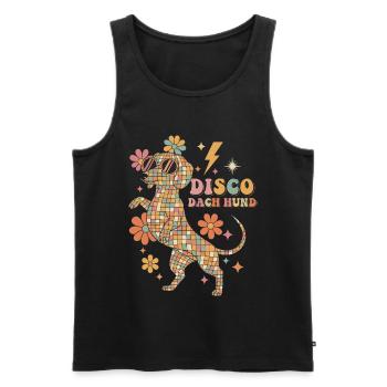 Techno Disco Dackel Discokugel Party Lustig - Männer Premium Bio Tank Top - Schwarz - Vorne - AI Model Male 178 light (178cm)