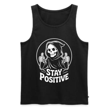 Skelett Grim Reaper Stay Positive - Männer Premium Bio Tank Top - Schwarz - Vorne - AI Model Male 178 light (178cm)