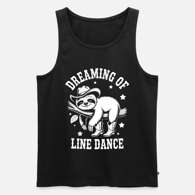 Faultier LineDance Cowboy - Männer Premium Bio Tank Top - Schwarz