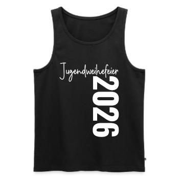 Youth Consecration Ceremony 2026 - Men's Premium Organic Tank Top - black - Front - AI Model Male 178 light (178cm)