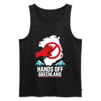 Hands Off Greenland Funny Gift - Men's Premium Organic Tank Top - black - Front - Michal (187cm)
