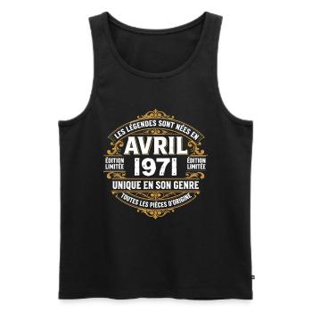 Millésime avril 1971 shirt Anniversaire Avril 1971 - Débardeur bio Premium Homme - noir - Devant - Michal (187cm)