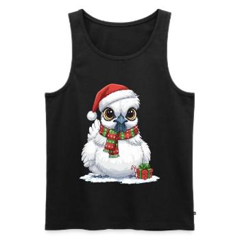 Funny Silk Chicken - Santa Hat and... - Men's Premium Organic Tank Top - black - Front - Michal (187cm)